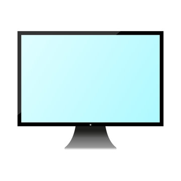 Monitor with blue screen on a white background, vector