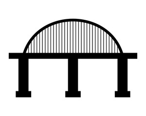 Bridge over the river, black on a white background, vector
