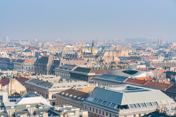 Afternoon aerial view of Budapest cityscape