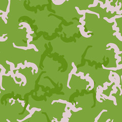 Spring camouflage of various shades of green and beige colors