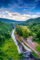 Fototapeta na wymiar View from dam on Lake Bystryckie in South West Poland