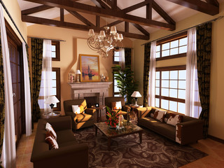 3d render. Living room interior.
