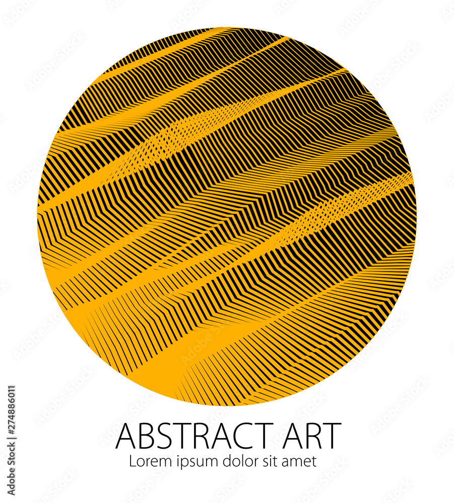 Aufkleber round shape art and design element of beautiful linear surface texture. vector abstract 3d perspecti