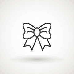 Ribbon Bow Vector Icon. Black gift bow silhouette. Template design for surprise, celebration event, presents, birthday, Christmas