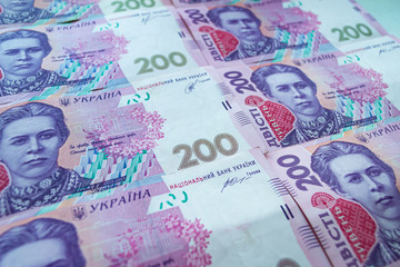 Ukrainian currency. Two hundred hryvnia background