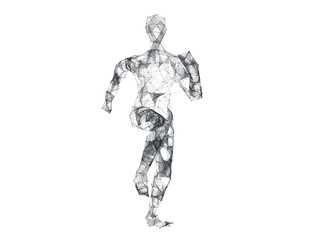 Future human technology, human body wireframe graphics, network data
