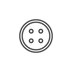 Round clothing button line icon. linear style sign for mobile concept and web design. Sewing button with four holes outline vector icon. Symbol, logo illustration. Vector graphics