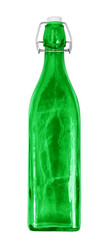 green bottle for oil and vinegar on isolated white background