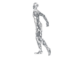 Fototapeta na wymiar Future human technology, human body wireframe graphics, network data