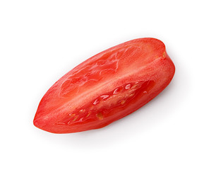 Slice of tomato on an isolated white background