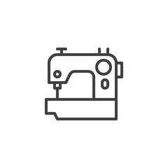 Sewing machine line icon. linear style sign for mobile concept and web design. Electric sewing machine outline vector icon. Tailoring symbol, logo illustration. Vector graphics