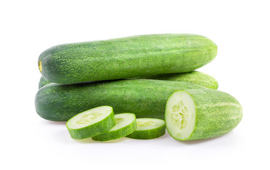 Cucumber and slices isolated over white background. full depth of field