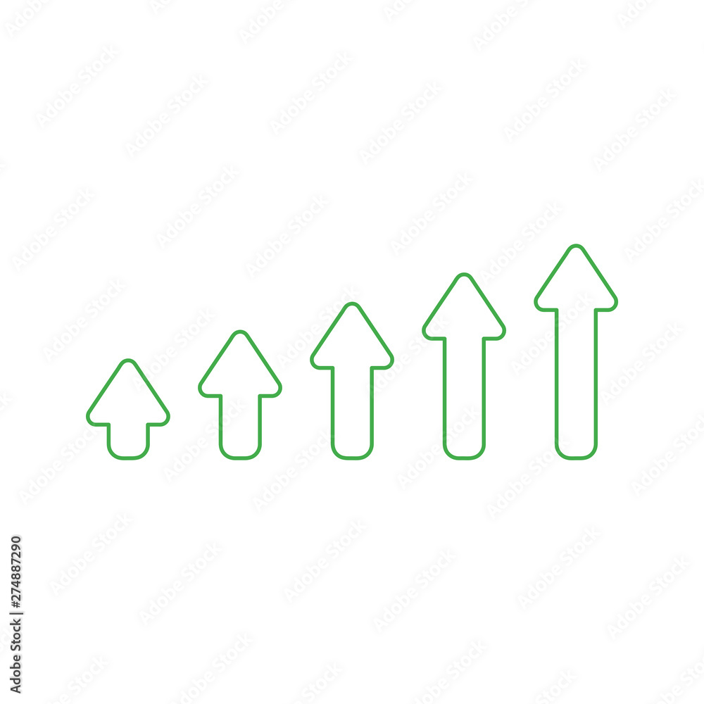Poster vector icon concept of sales bar chart with arrows moving up.