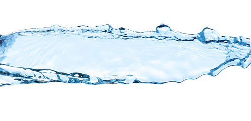 a wide jet of water on an isolated white background