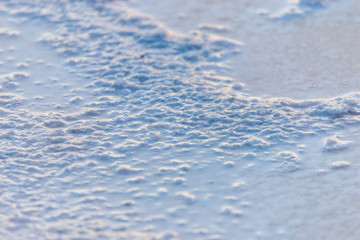 Obraz premium Salt in water in lake. Production of salt in Baskunchak region