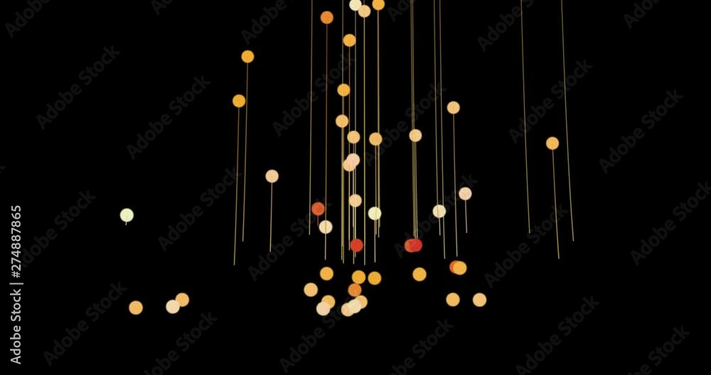 Poster orange circles that create a linear colored trail as they rise upwards. abstract animation for creat