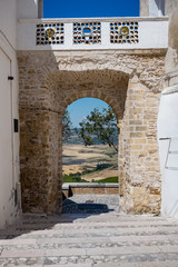 Countryside landscape viewed from the medieval gate of Montescaglioso old town. Basilicata, Italy
