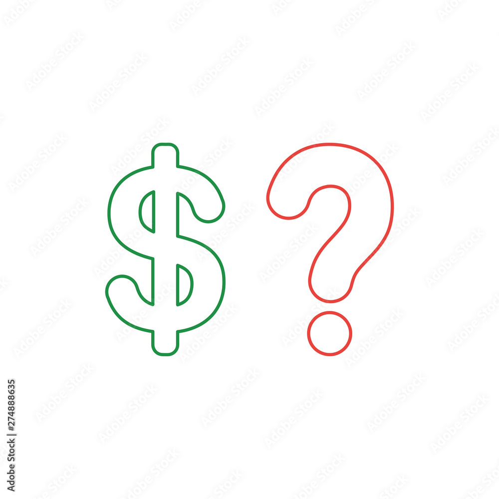 Poster vector icon concept of dollar symbol with question mark.