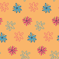 Tropical seamless pattern with green and beige leaves. design. Flat jungle print.