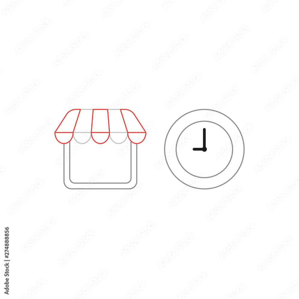 Poster vector icon concept of store with clock.