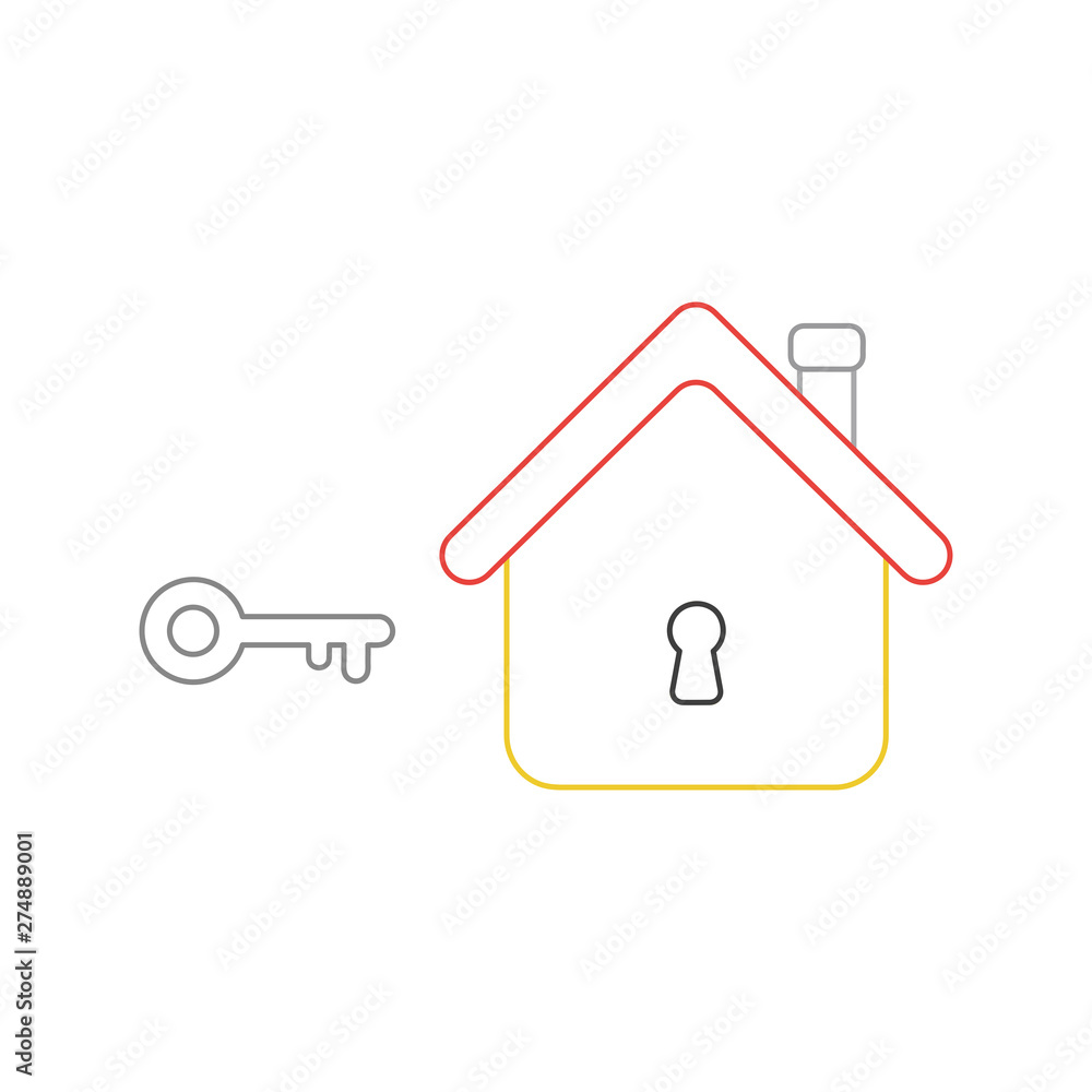 Aufkleber vector icon concept of key and house with keyhole.