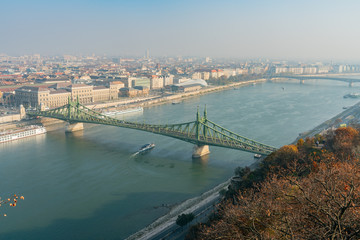 Fototapeta na wymiar Aerial view of the Liberty Bridge bridge