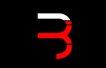 black white red B alphabet letter logo icon design sign