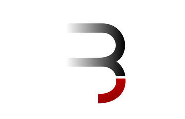 black white red grey B alphabet letter logo icon design sign