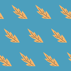 Seamless pattern with tropical leaves. Hand drawn summer print.