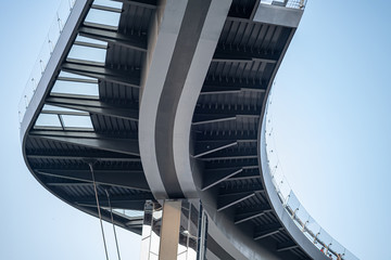 the bottom view of modern bridge, the bottom structure of expressway bridge.