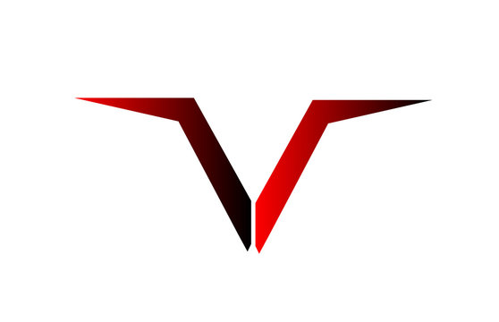 Red Gradient V Alphabet Letter Logo Icon Design Sign