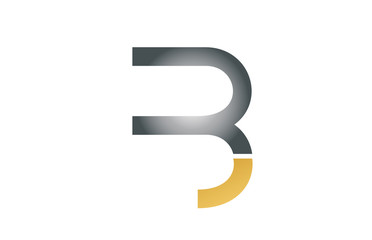 gold golden grey white B alphabet letter logo icon design sign