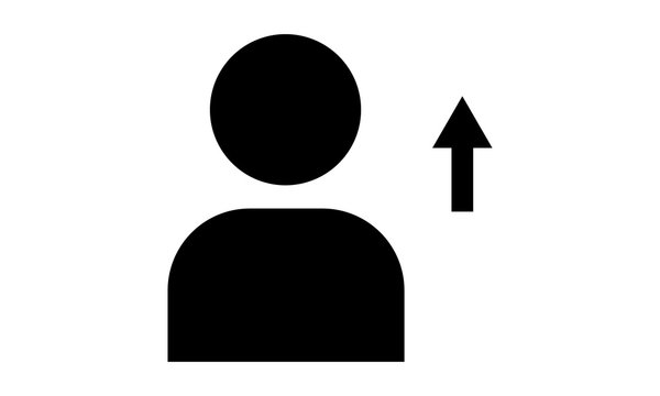 Up arrow user icon in simple black design vector image 