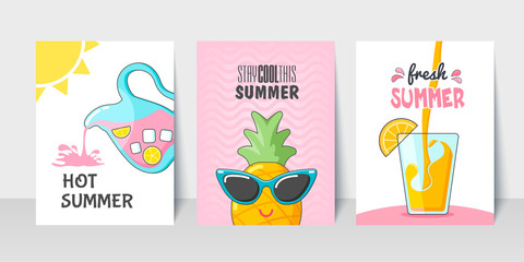 Vector set of bright summer cards