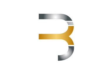 gold golden grey white B alphabet letter logo icon design sign