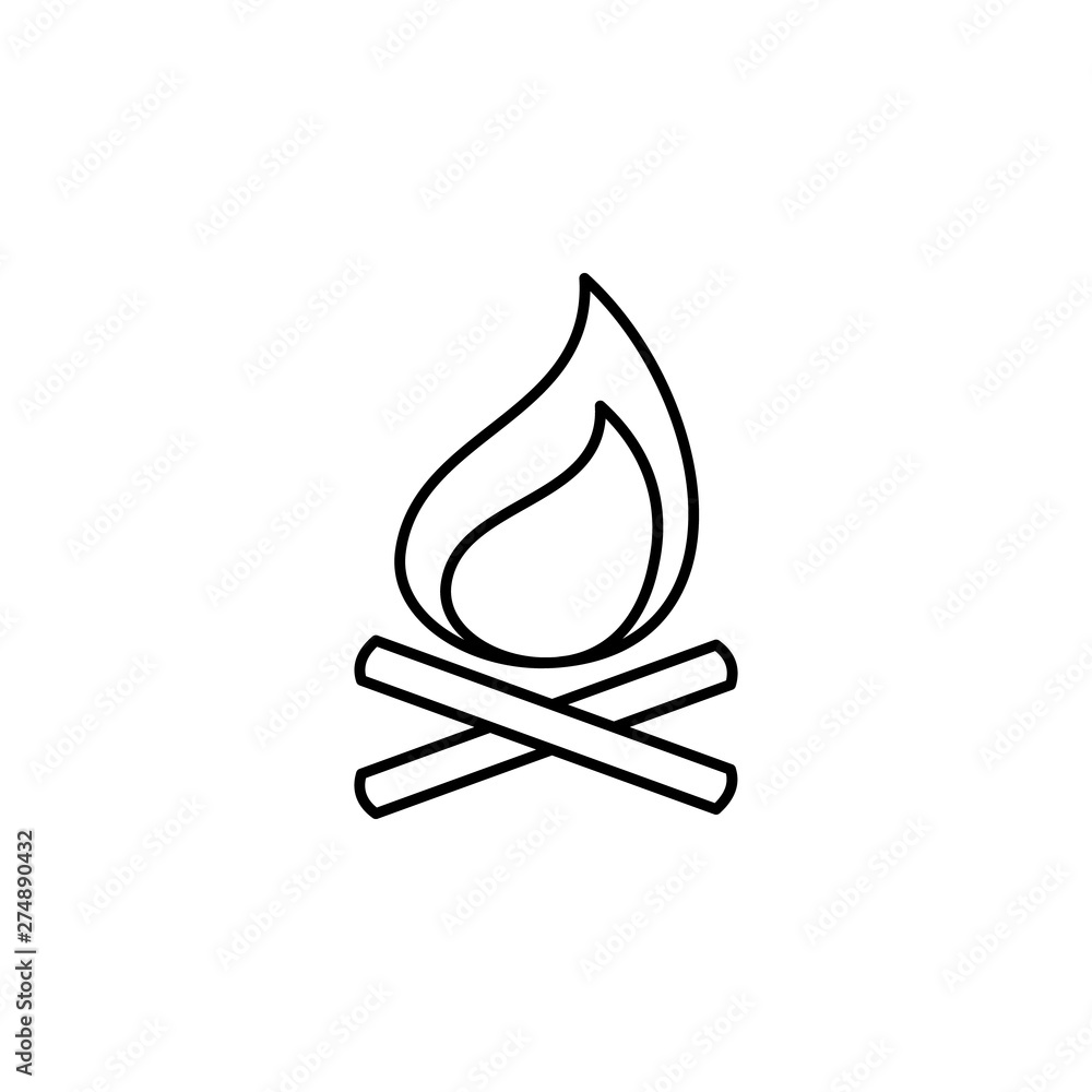 Poster bonfire, firefighter icon. element of firefighter icon. thin line icon for website design and develo