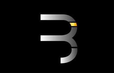 gold golden grey white B alphabet letter logo icon design sign