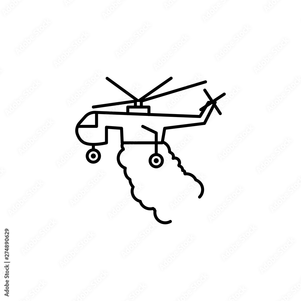 Poster helicopter, firefighter icon. element of firefighter icon. thin line icon for website design and dev
