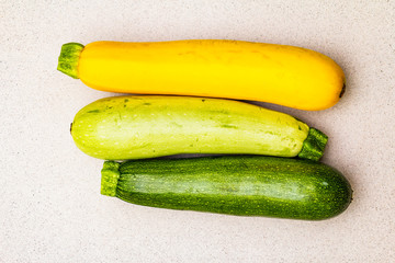 Assorted colorful zucchini