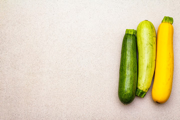 Assorted colorful zucchini