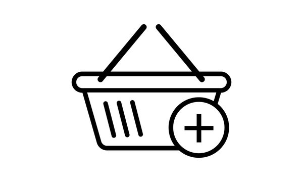 Shopping cart add line icon sign vector image 