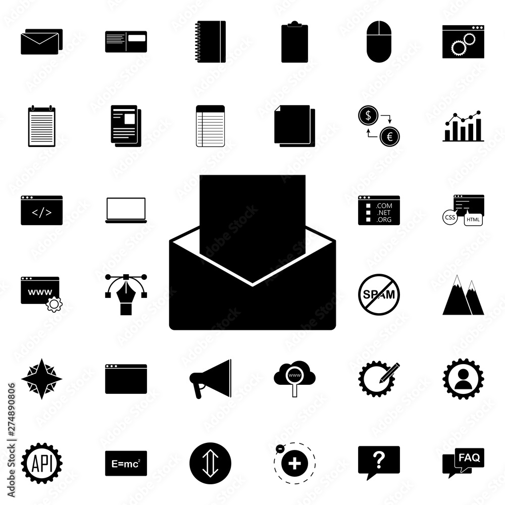 Aufkleber the envelope icon. universal set of web for website design and development, app development
