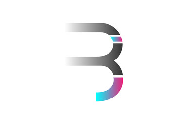 blue pink grey white B alphabet letter logo icon design sign
