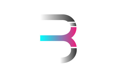 blue pink grey white B alphabet letter logo icon design sign
