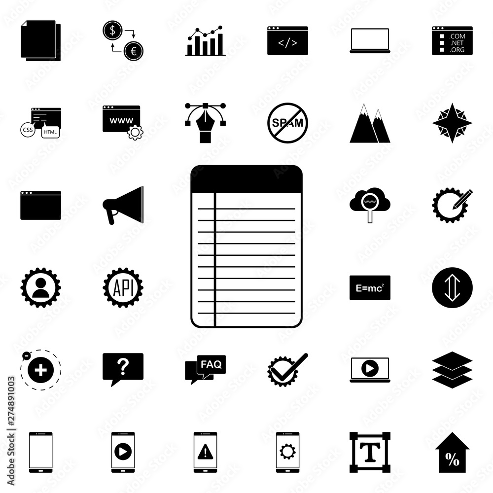 Aufkleber notebook icon. universal set of web for website design and development, app development