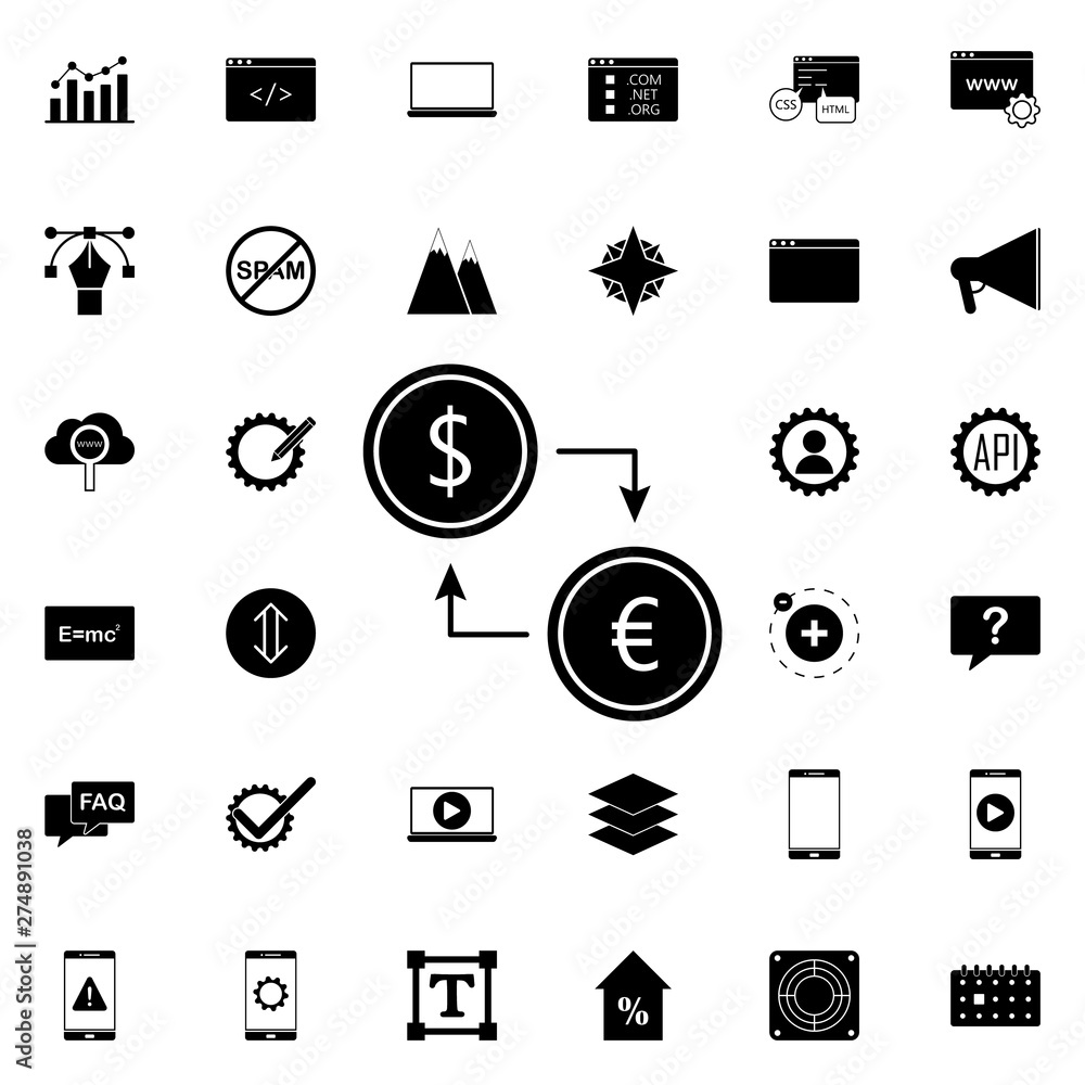 Poster currency exchange icon. universal set of web for website design and development, app development