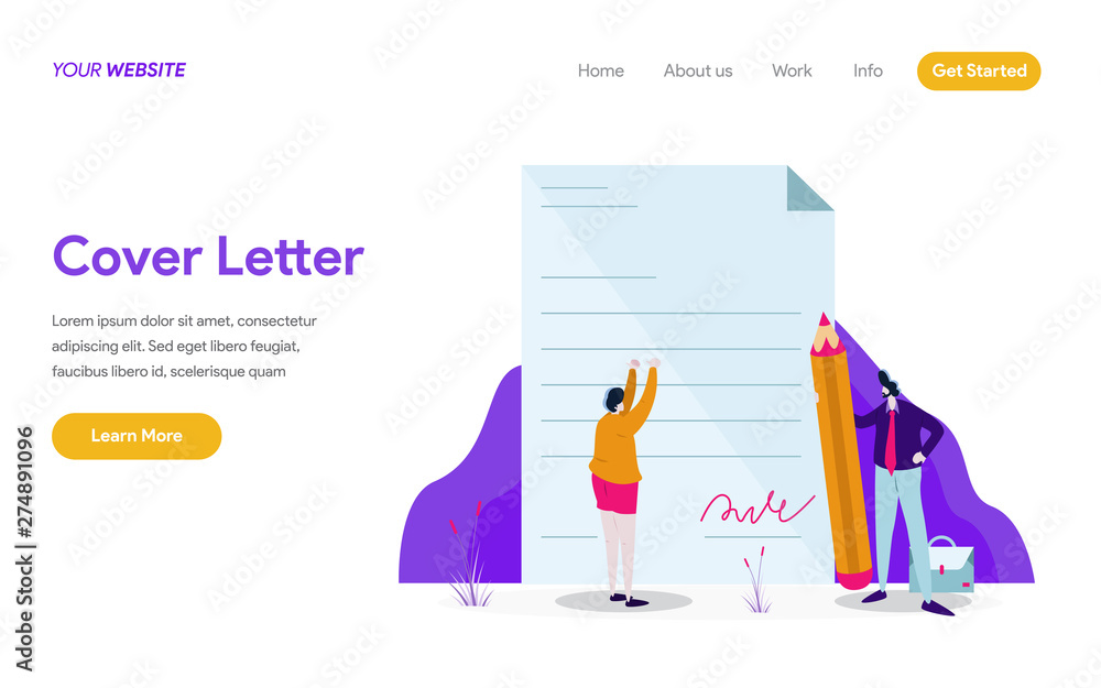 Poster landing page template of cover letter illustration concept. modern flat design concept of web page d