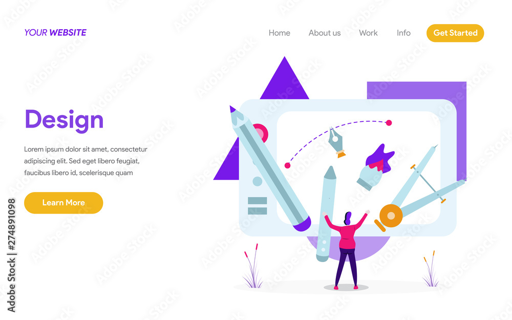 Poster landing page template of design illustration concept. modern flat design concept of web page design 