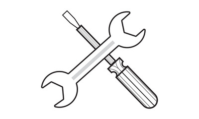 Screwdriver and wrench tools icon for repair and maintenance