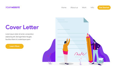 Landing page template of Cover Letter Illustration Concept. Modern flat design concept of web page design for website and mobile website.Vector illustration